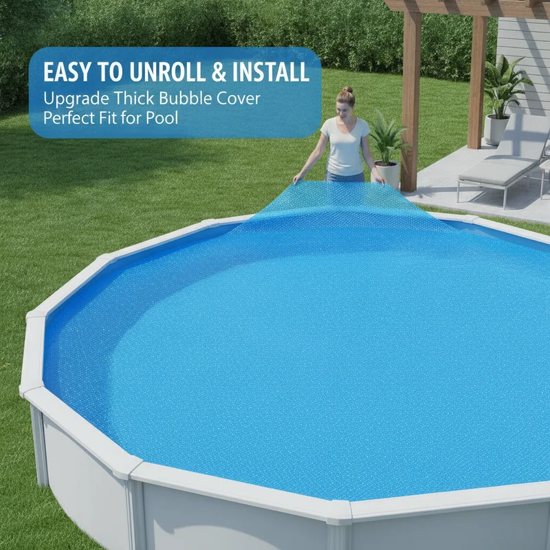 Couverture solaire pour piscine, couverture à bulles pour piscine, couverture solaire ronde flottante en PE pour piscine, 300 cm, bleue, couverture de piscine extérieure, accessoire pour piscine