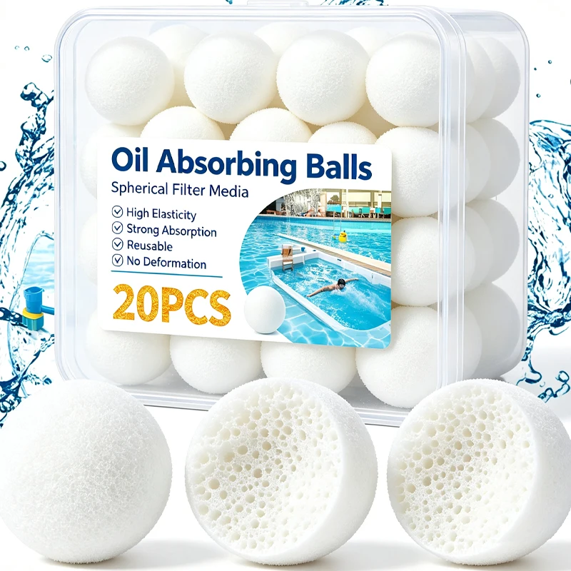 Boules de nettoyage en éponge absorbante d'huile réutilisables de 7 cm pour piscines, boules filtrantes efficaces pour piscines, filtres flottants pour piscines, nettoyeur de piscine