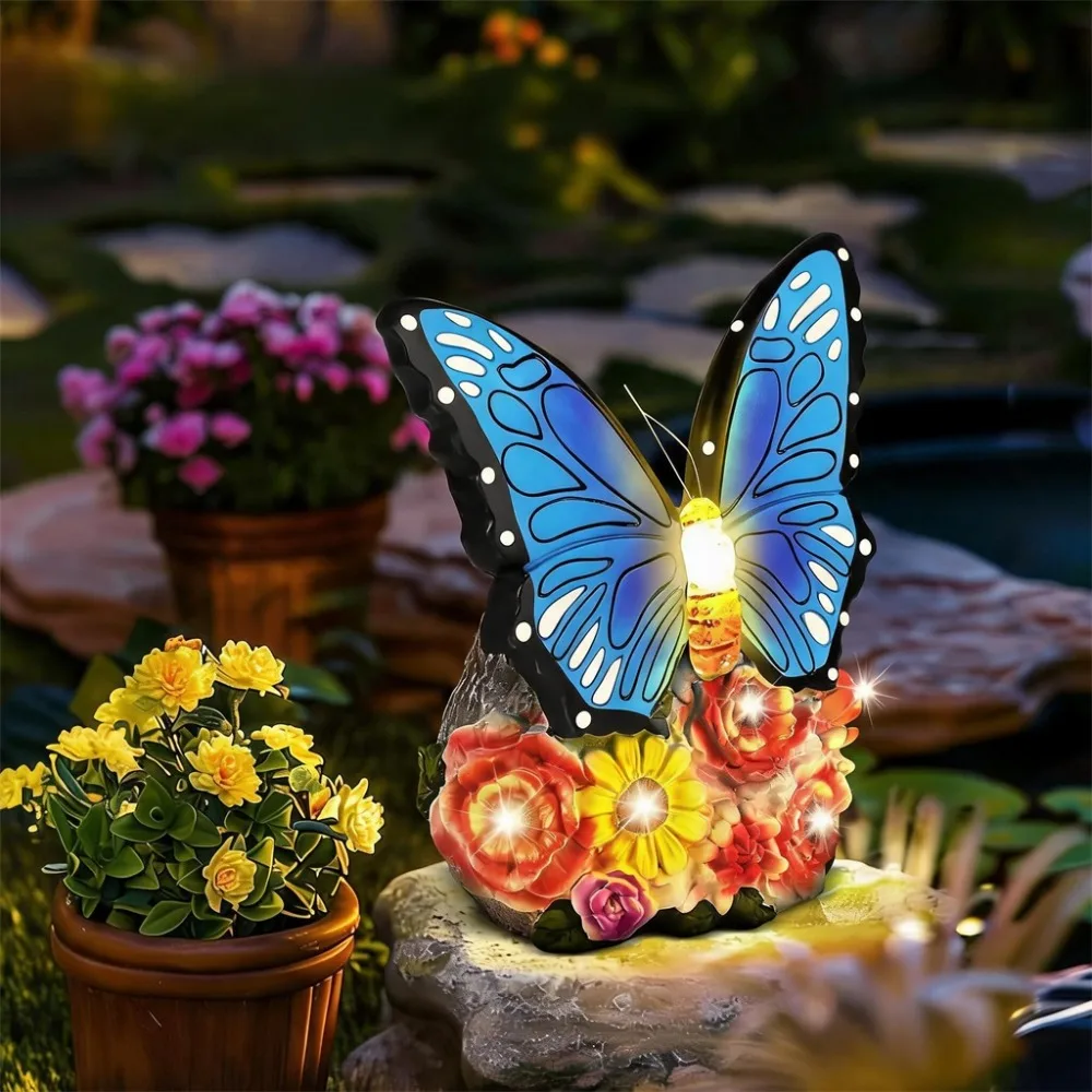 Décoration de jardin solaire en forme de papillon, figurines de jardin solaires, décoration de jardin en forme de papillon pour usage extérieur | Cadeau d'anniversaire pour femmes, cadeau pour