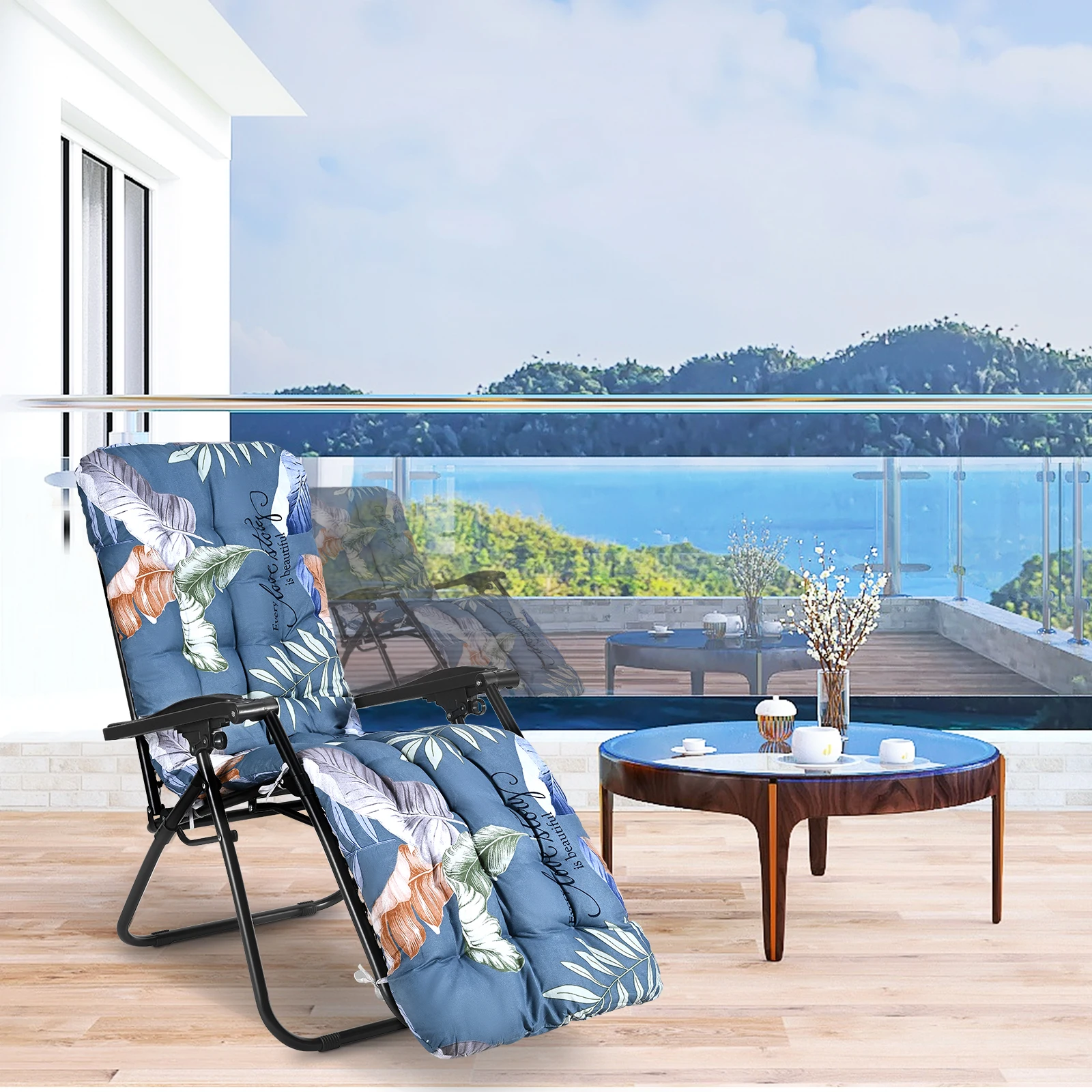 Coussin épais pour chaise longue de jardin, coussin pour chaise de jardin, coussin pour transat, double, antidérapant, adapté pour chaise de jardin, de patio ou de plage (chaise non incluse),