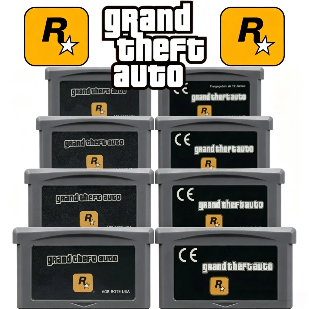 2 styles de cartouches de jeu GBA USA/EUR, carte de console de jeu vidéo 32 bits, Grand Theft Auto Advance GBA Game, jeu vidéo 32 bits