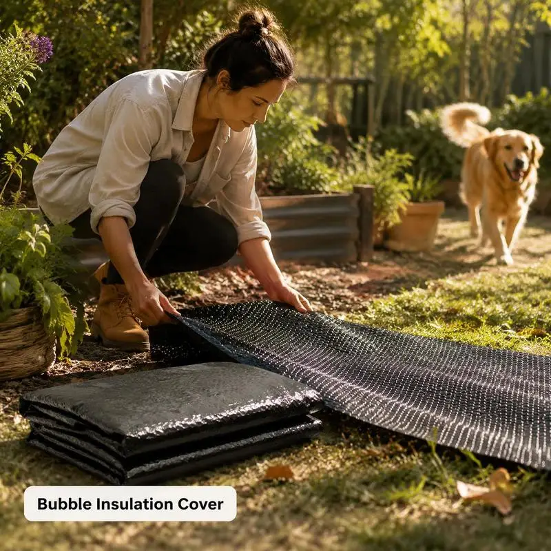 Couverture solaire pour piscine, couverture de piscine à bulles, couverture de piscine noire 488 cm PE, couverture de piscine extérieure, accessoire pour piscine