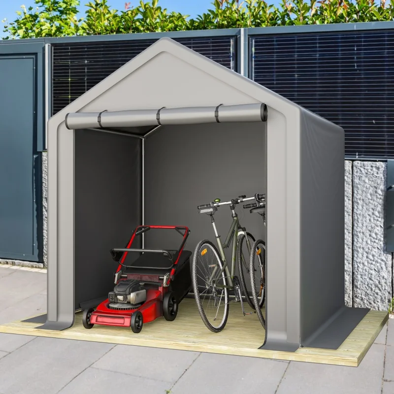 Tente de jardin gris foncé 190x170x200 cm, multifonctionnelle, pour le rangement de vélos, d'outils, de matériel de jardin, imperméable, pour la terrasse, le jardin et la cour