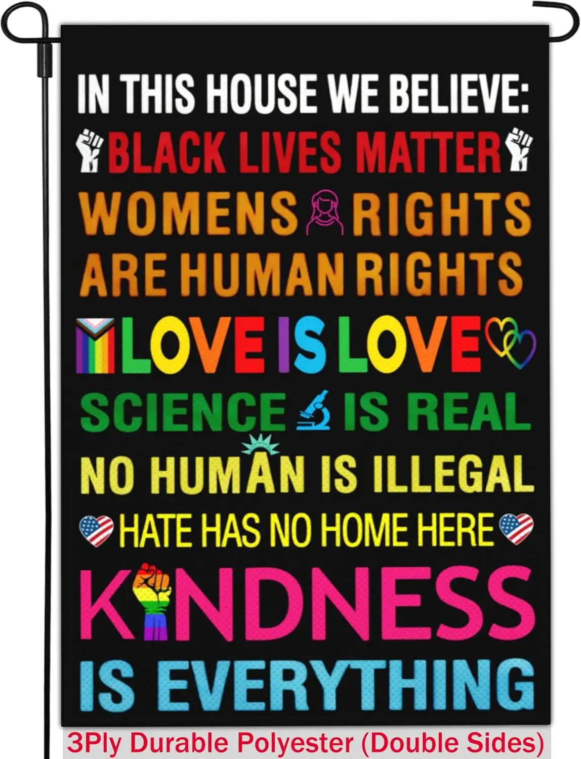 NASIAN Pride Garden Flags for Outside in This House We Believe Yard Sign Garden Flag Science Is Real Black Lives Matter Flag WWP
