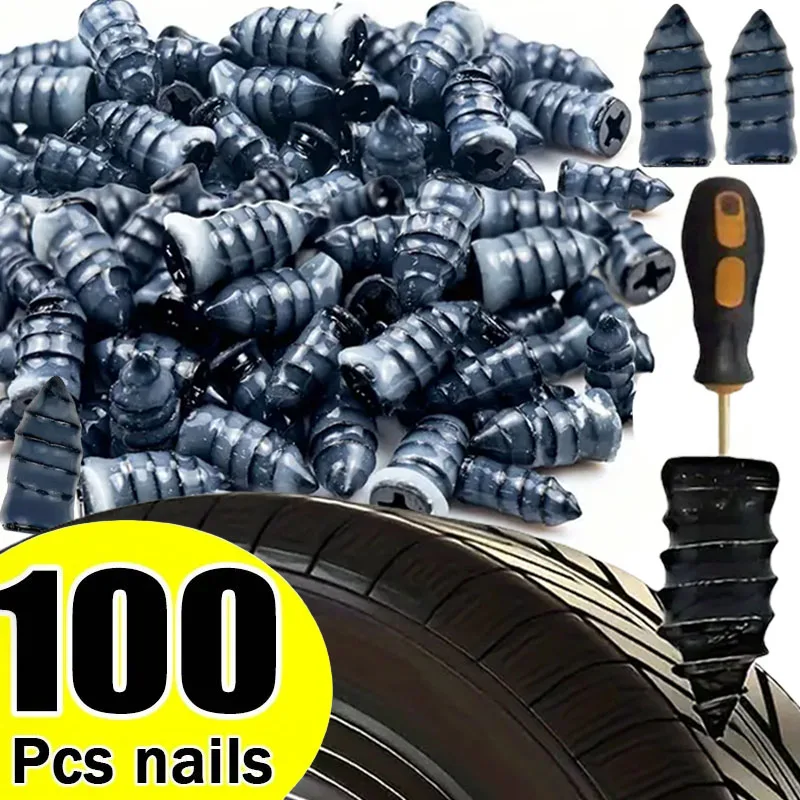 100pcs Automotive Tire Repair Nail Universal Set Automotive Motorcycle Tire Repair Nail Bicycle Tire Perforation Repair Tool