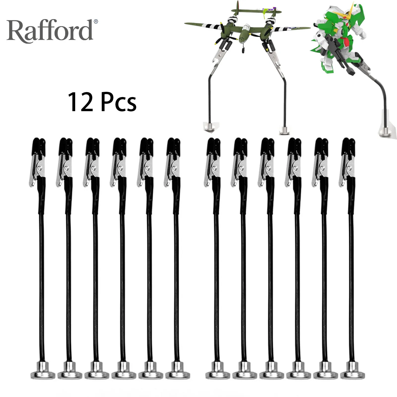 Rafford 12-Piece Model Painting Alligator Clip Sticks with Rubber Tips, Metal Wire Clips for Hobby Models,DIY Spray/Clamp Photos