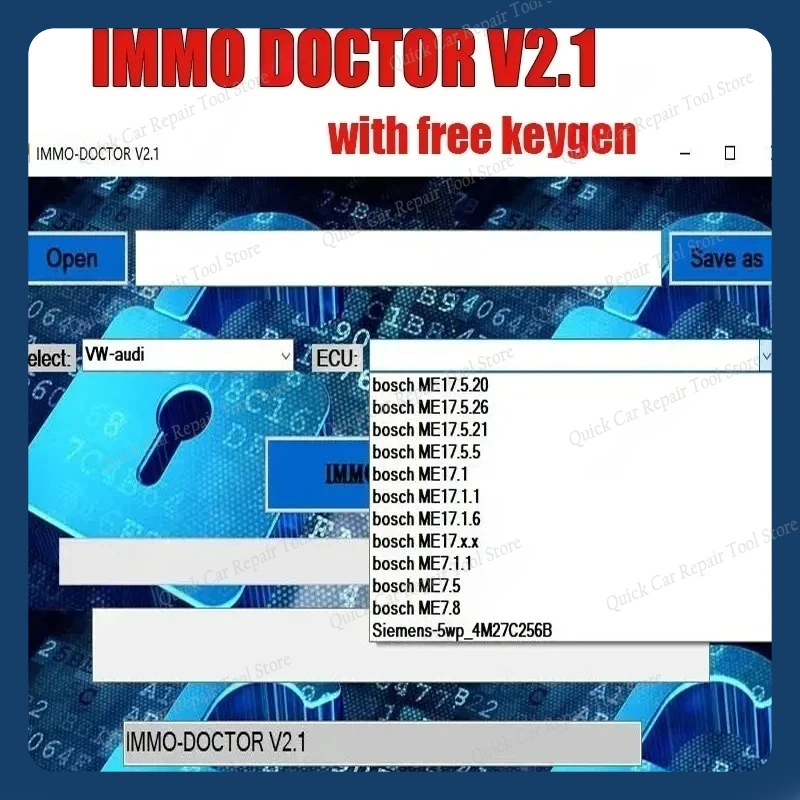 IMMO DOCTOR V2.1 software Turn off engine computer anti-theft software for SIM2K MT38 ME 17.9.2 17.9.8 MED17.9.8 ME1