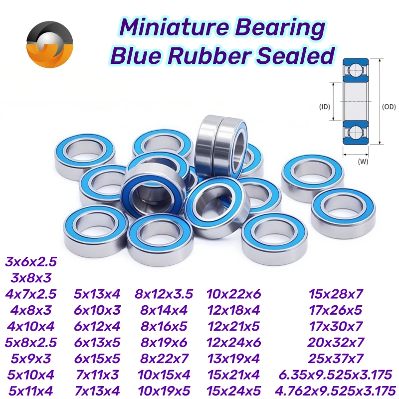 MR85RS 5x8x2.5mm Bearing 10Pcs ABEC-7 Hobby Electric RC Car Truck Ball Bearing MR105 MR106 MR115 MR148 -2RS Blue Rubber Sealed