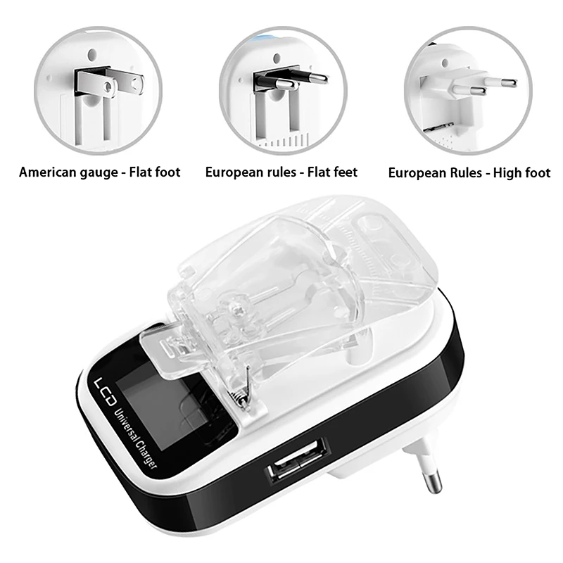 1PC Universal Cell Phone Battery Charger Outdoor Travel LCD Display Charging USB Port Adapter Cell Phone Charger