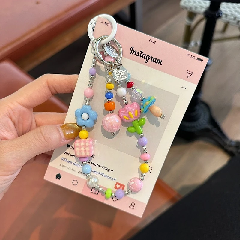 Flower Mushroom Special-shaped Phone Chain Dopamine Color Phone Chain Mobile Phone Lanyard Anti-lost Mobile Phone Accessories