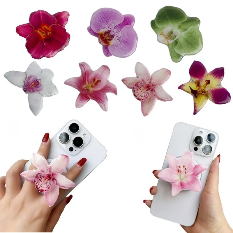 Acrylic Flower Phone Holder Socket Folding Phone Grip Trendy Mobile Phone Ring Buckle Stand For Universal Smartphone Accessories