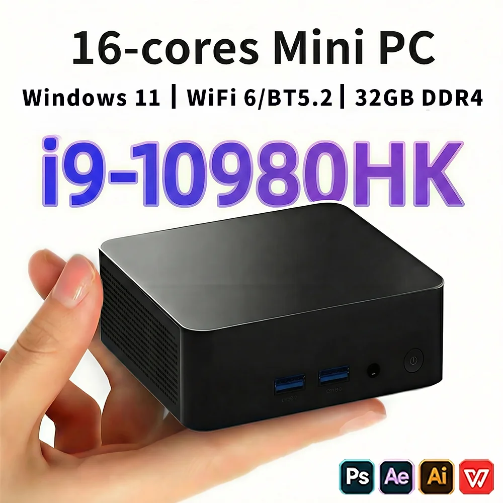 2026 Mini PC Intel I9-10980HK/N150 Windows 11 Pro Desktop PC Gaming Computer 32GB DDR4 512GB/1TB SSD WiFi6 BT5.2 4K Pc Desktop