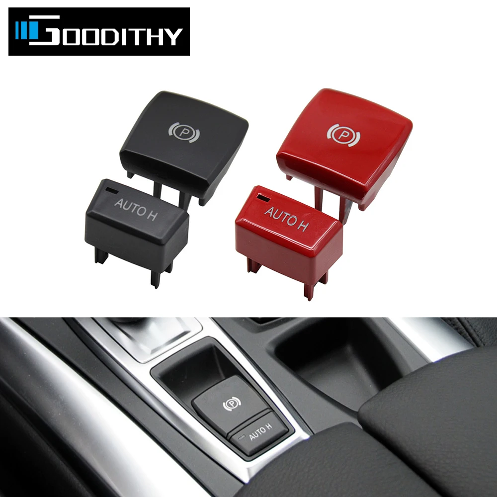 Schwarz Rot Auto Elektronische Handbremse Feststellbremse Schalter P-Taste Auto H Abdeckung Für BMW X5 X6 E70 E71 E72 2007-2013 61319148508