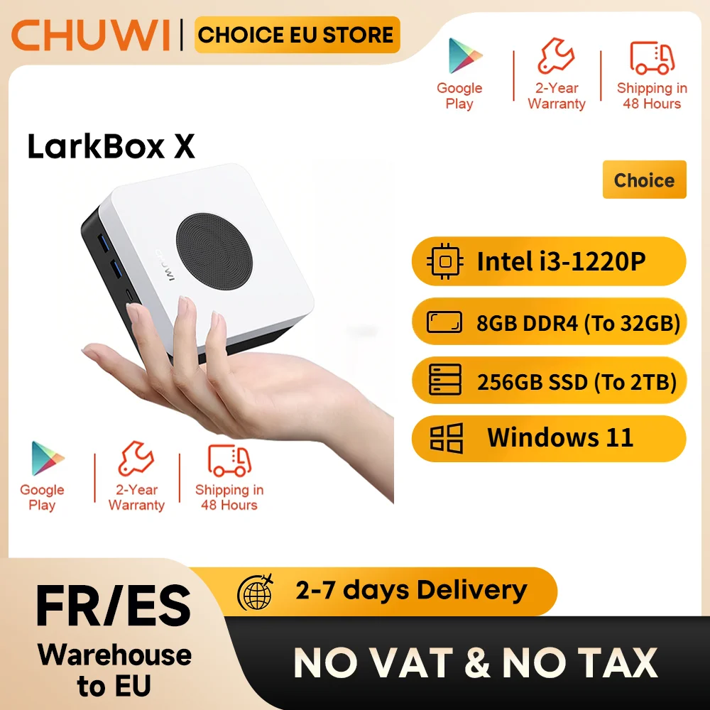 CHUWI LarkBox X Mini-PC Intel i3-1220P 8GB RAM 256GB SSD WiFi 6 Desktop-Computer