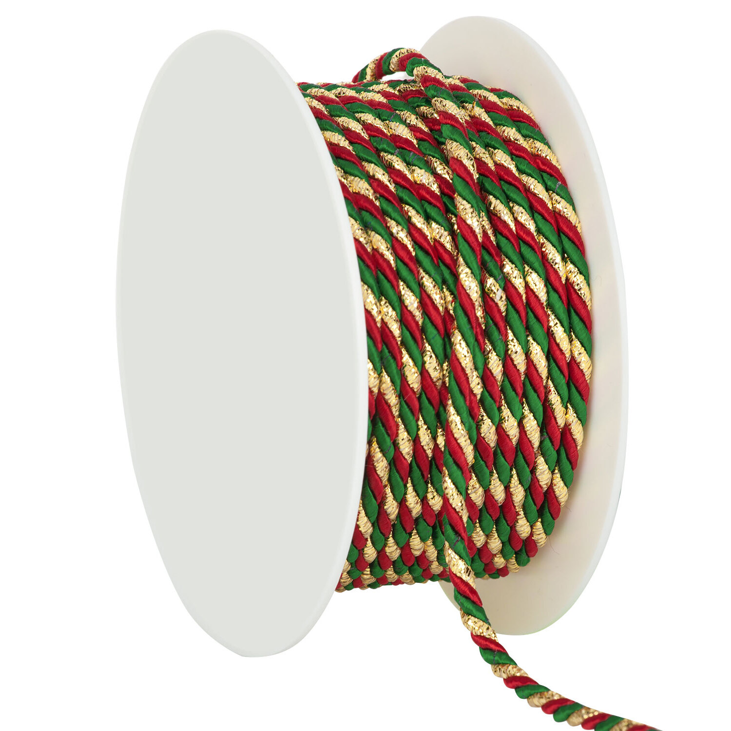 Kordel, dunkelgrün-rot-gold, 4 mm, 10 m