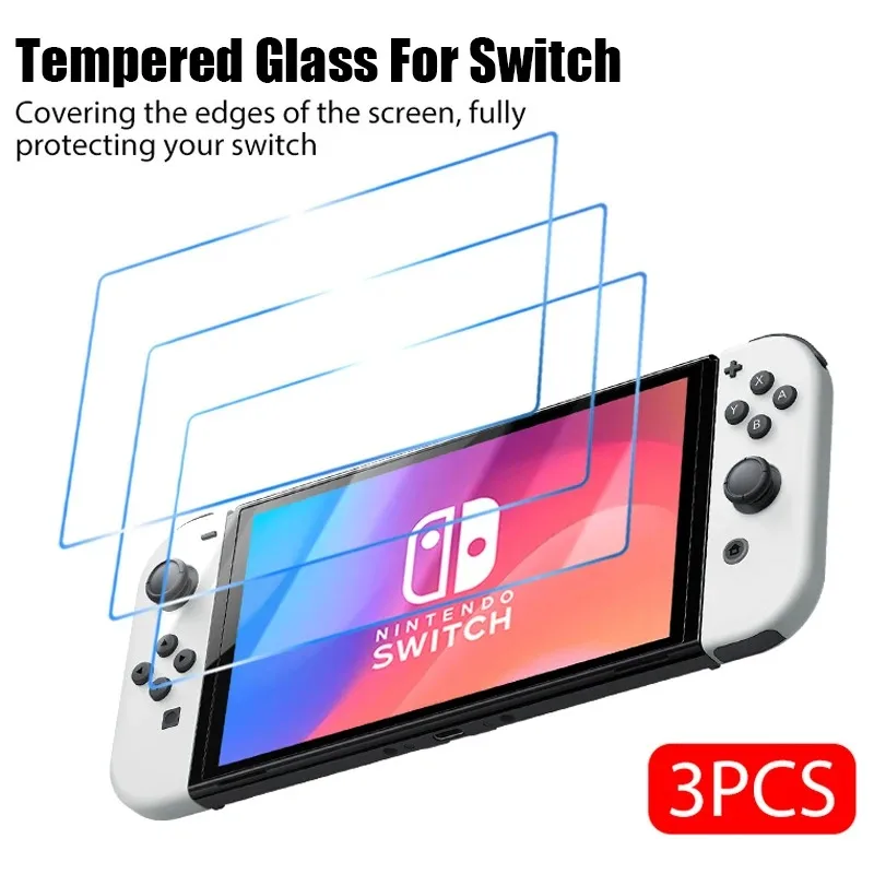 1/3PCS Tempered Glass for Nintendo Switch OLED 3 Pieces Screen Protector Film for Nintendos Switch Switch Lite Protective Glass