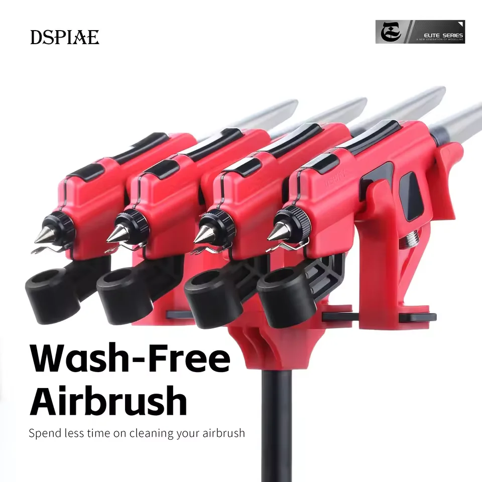 DSPIAE PT-AB Wash-Free Airbrush with Marker Rack for Gunpla Scale Models Painting Easy to Spray Modeler Hobby DIY Craft Tool Set