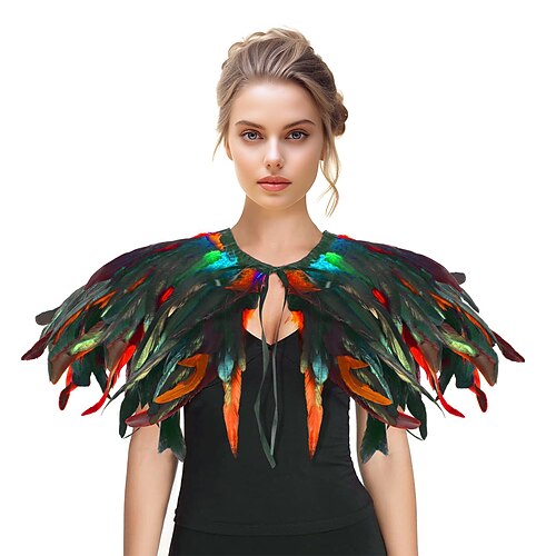 Carnaval de Rio 2026, accessoires de samba, capelet à plumes multicolores pour femmes, châle de cosplay d'oiseau pour Halloween, costume de spectacle de festival brésilien
