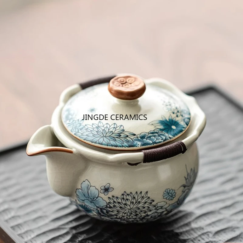 1pc Ceramic Handheld Pot Household Ceramic Lid Bowl Traveling Teapot Home Kung Fu Tea Set with Lid Tea Ceremony Accessories