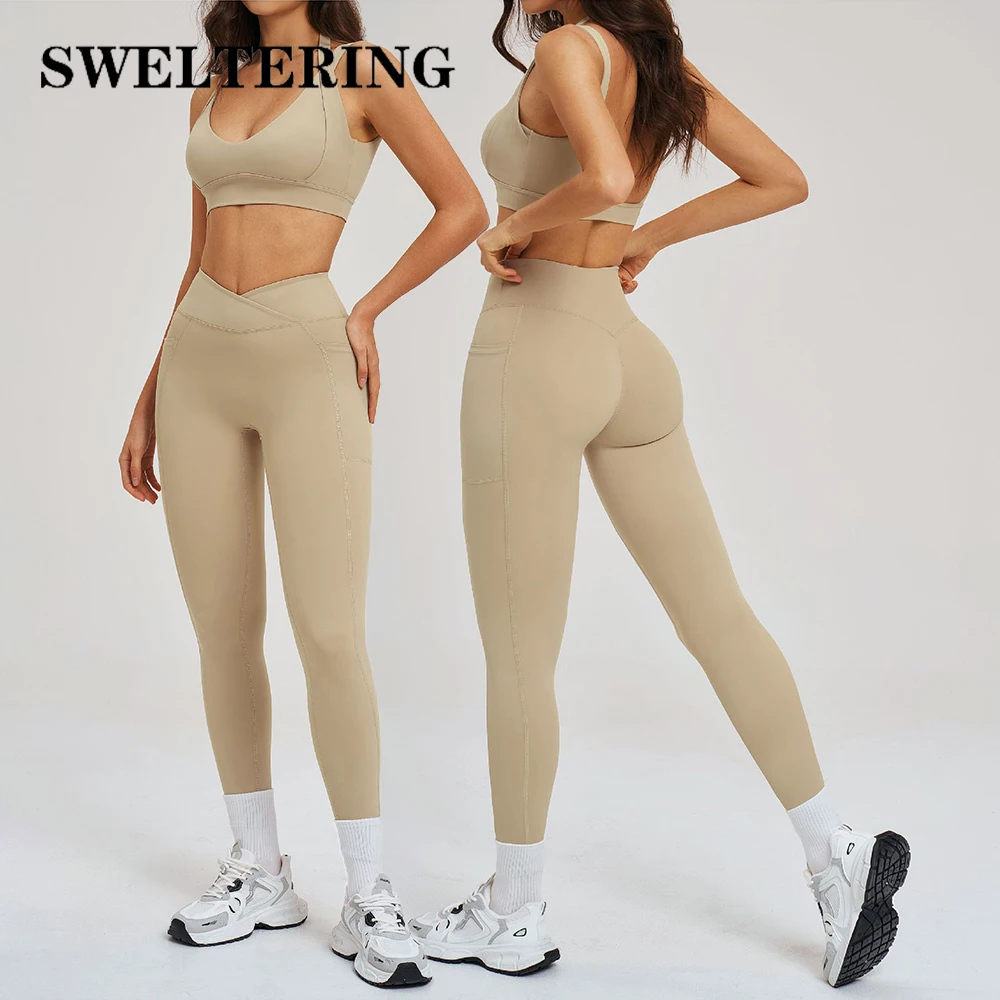 Ensemble de yoga pour femmes, 2 pièces, vêtements de sport, tenues d'entraînement, ensembles de fitness, vêtements de sport pour femmes, leggings taille haute, soutien-gorge de sport, vêtements