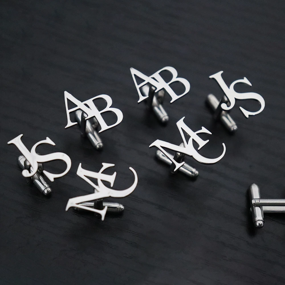 Boutons de manchette personnalisés avec initiales, boutons de manchette pour costume de marié, boutons de manchette pour homme, accessoires pour homme