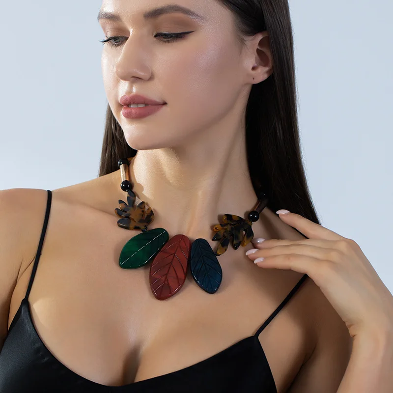 Accessoires de bricolage, chaîne de clavicule rétro bohème, collier court de style ethnique en acrylique, accessoire féminin de luxe léger tissé à la main