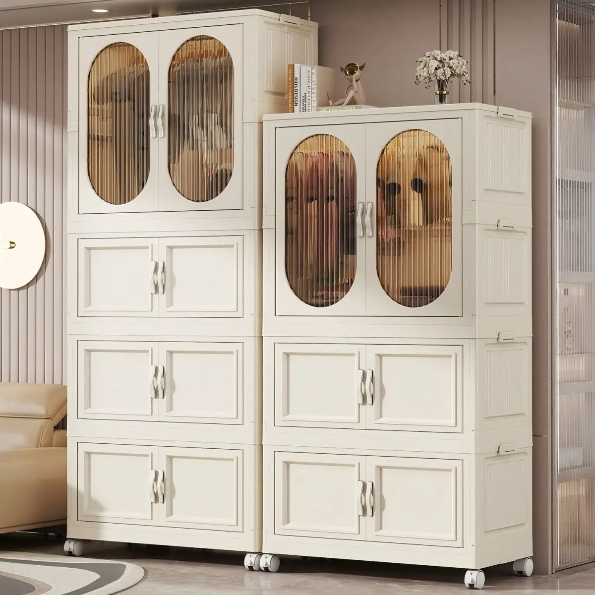 Faltbarer Baby-Kleiderschrank aus Kunststoff, Kinderkleidung-Aufbewahrungsschrank für Zuhause und Schlafzimmer, Keine Montage Erforderlich
