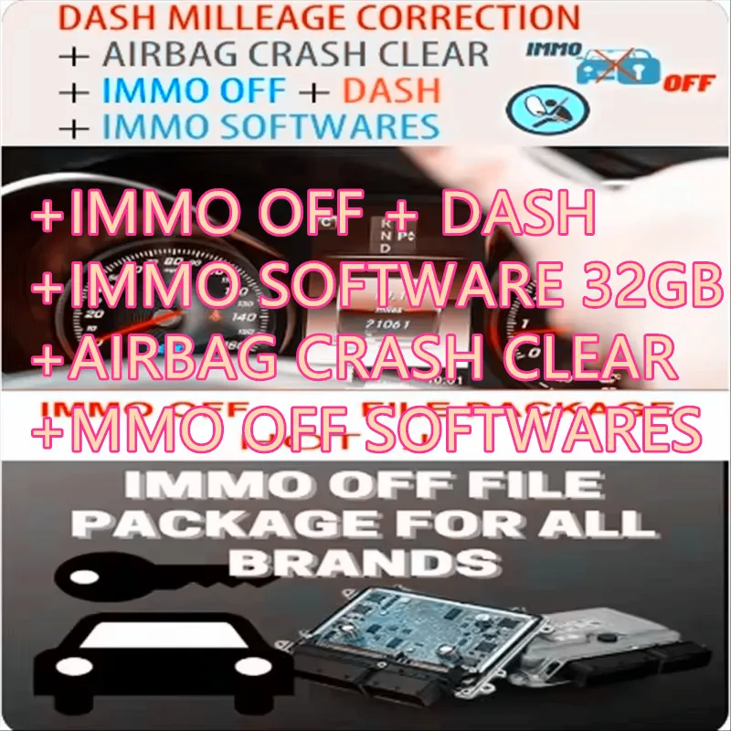 IMMO OFF + DASH + IMMO SOFTWARE 32GB + AIRBAG CRASH CLEAR + MMO OFF SOFTWARES FILE PACKAGE Immo Airbag DASH MILLEAGE CORRECTION