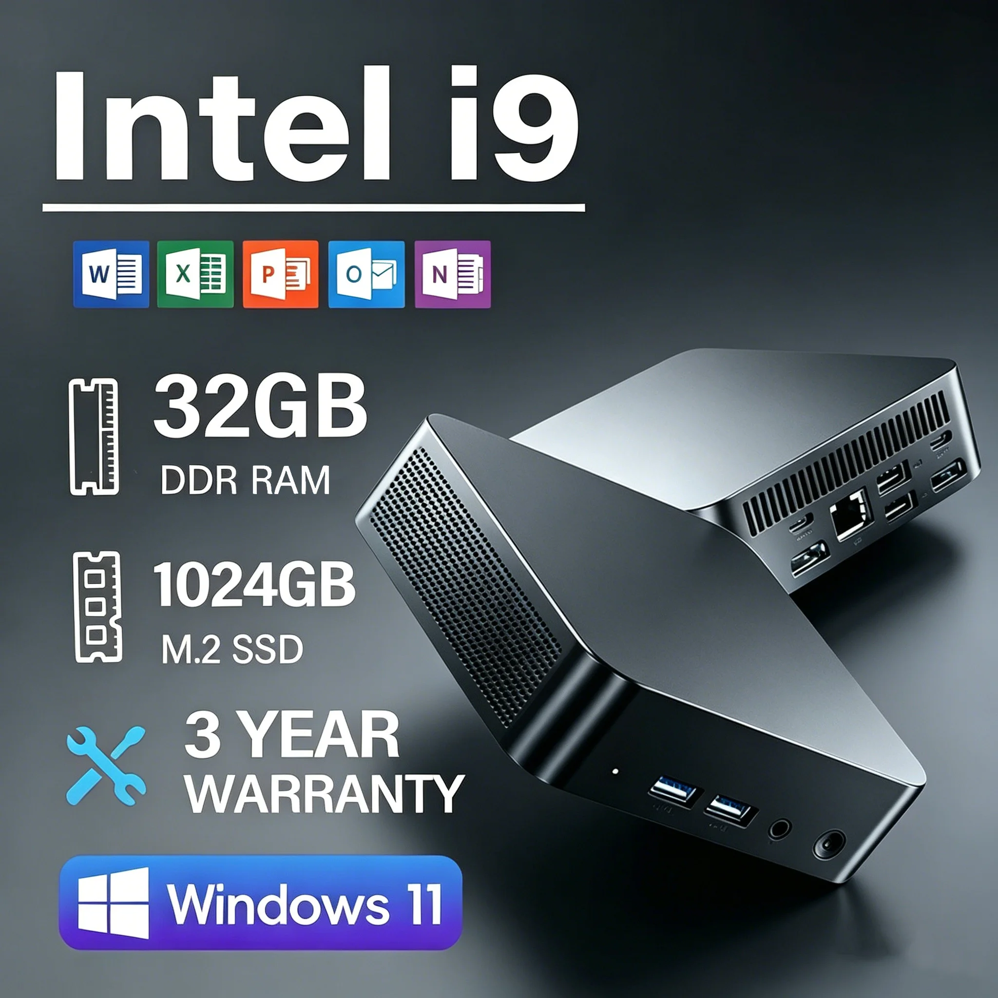 Windows 11 Pro Mini-PC Core i9 10980HK Mini-Computer 16GB 32GB RAM WIFI 6 BT 5.2 4K 1TB 2TB SSD Tragbarer Gaming-Computer PC