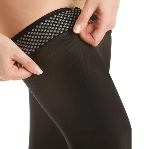 Thigh High Toeless Compression Socks (2032 MmHg) Silicone Grip Stockings For Men & Women black 1 Pair m