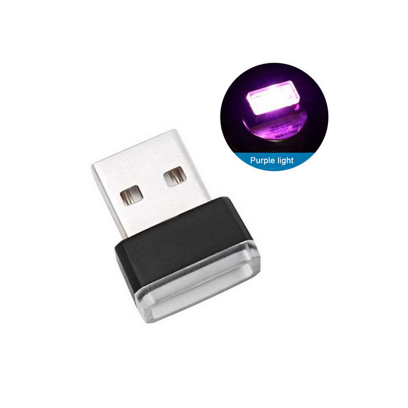 Mini USB LED Night Light Car Ambient Lamp For Interior Decor purple