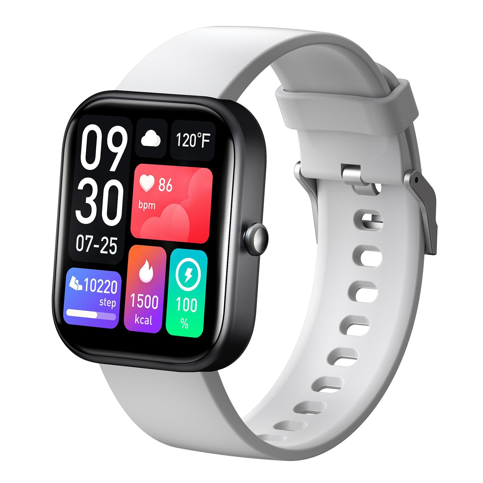 GS5 2.0 Inch Fitness Smart Watch With Bluetooth Calling Heart Rate Sleep & 100 Sports Modes light Grey