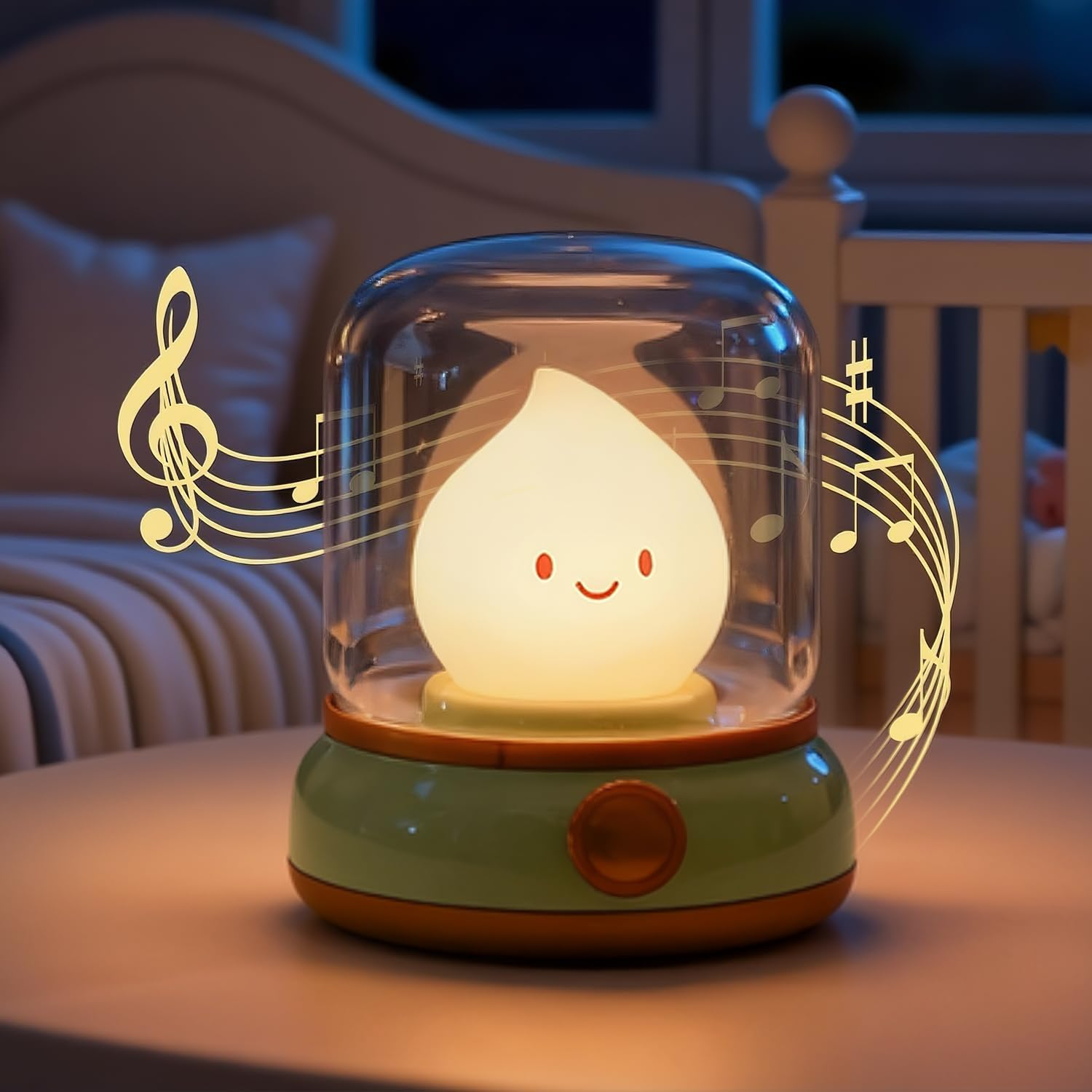 Glow Calm White Noise Night Light & LED Bedside Lamp With Flameless Candle Effect white Noise green