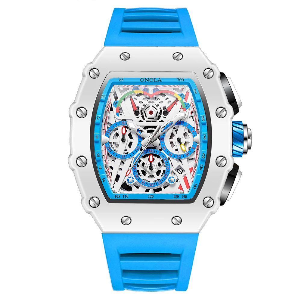 ONOLA Multifunctional Fashion Luxury Watch For Men white Blue