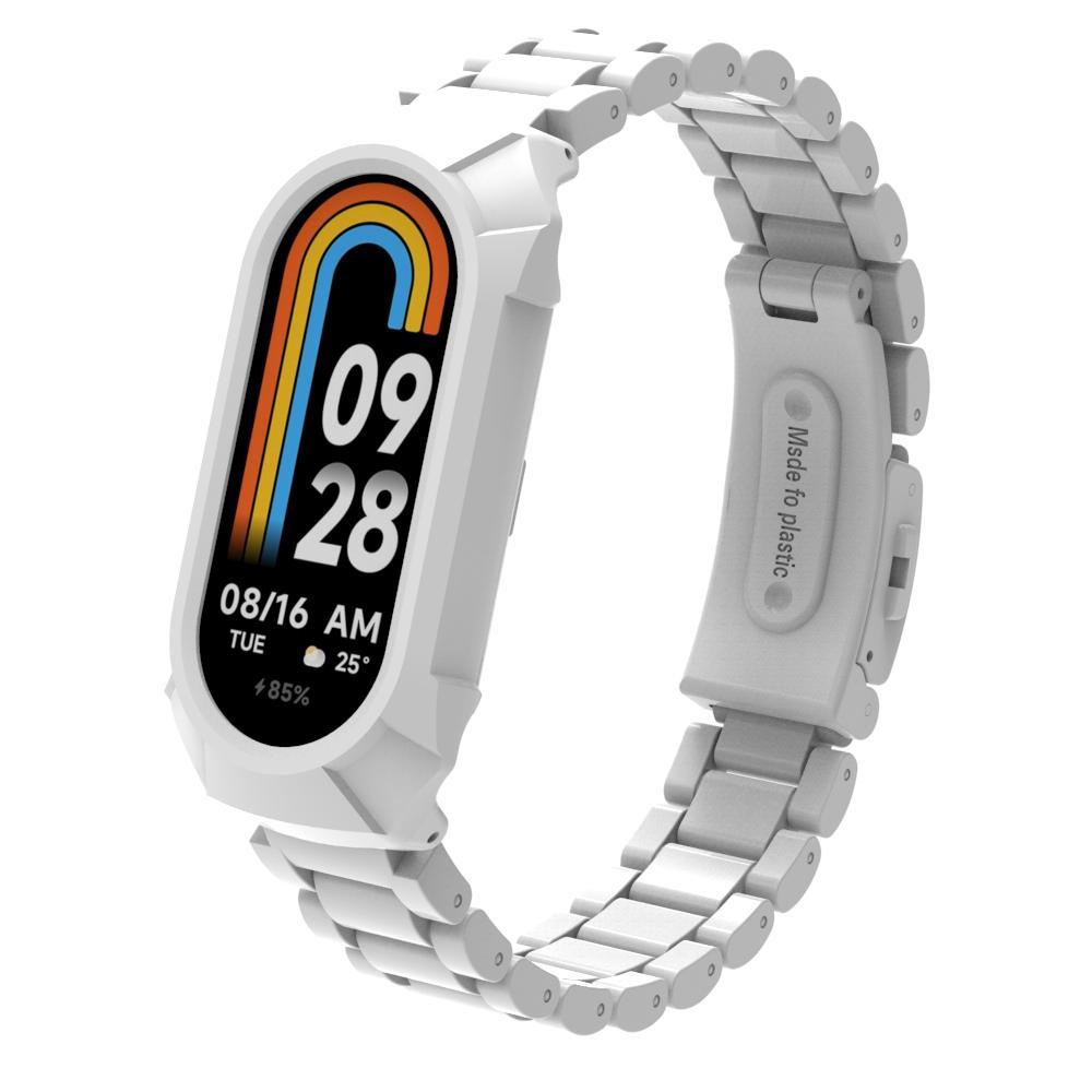 Xiaomi Smart Band 9 8 Replacement Watch Band Integrated Three Bead Watch Strap With Protective Frame white