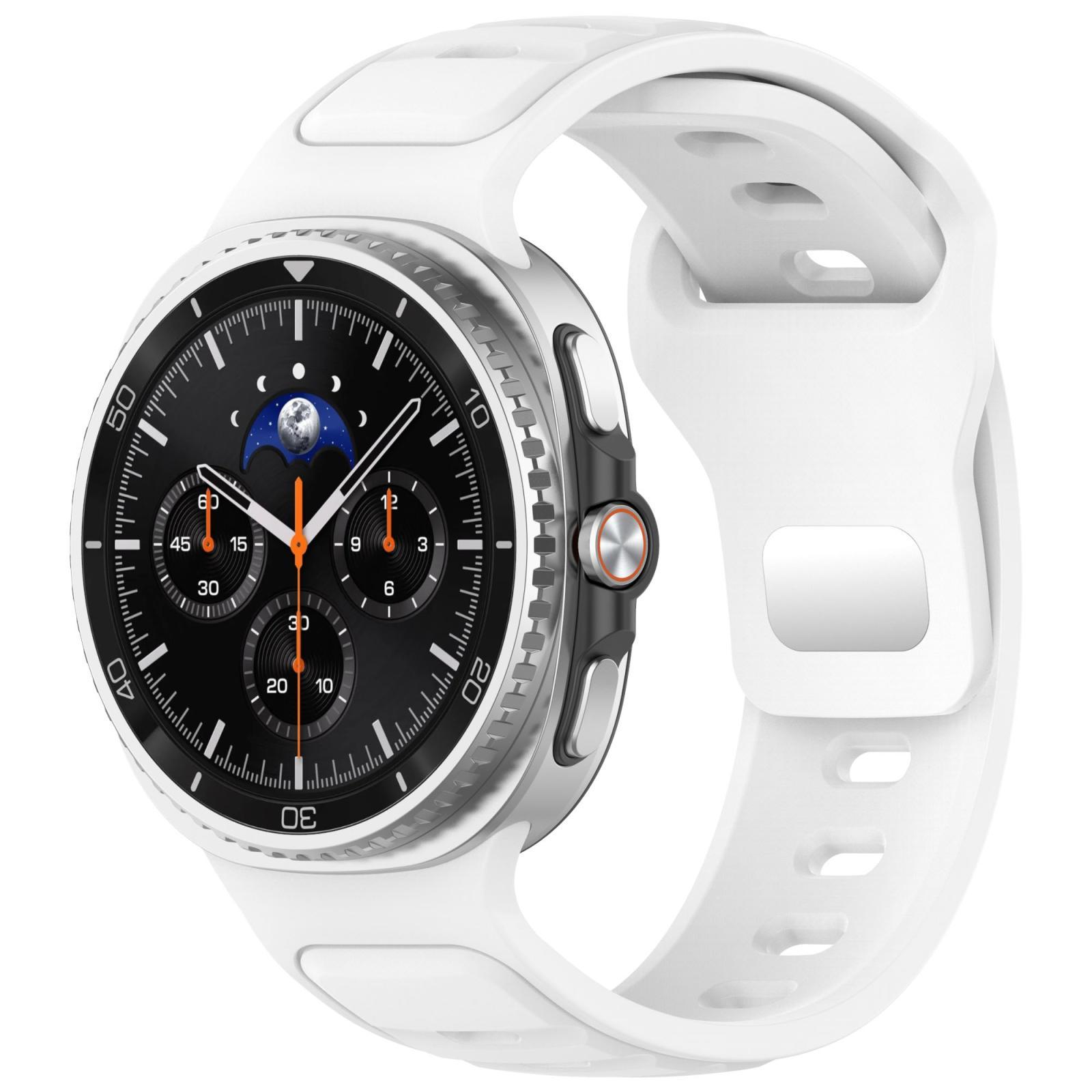 Samsung Galaxy Watch 8 Classic Silicone Watch Band Reverse Buckle Adjustable Sport Strap white