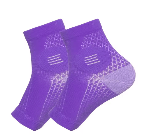 1 Pair Breathable Compression Foot Sleeves Lightweight Arch Support Socks For Men & Women purple l xl