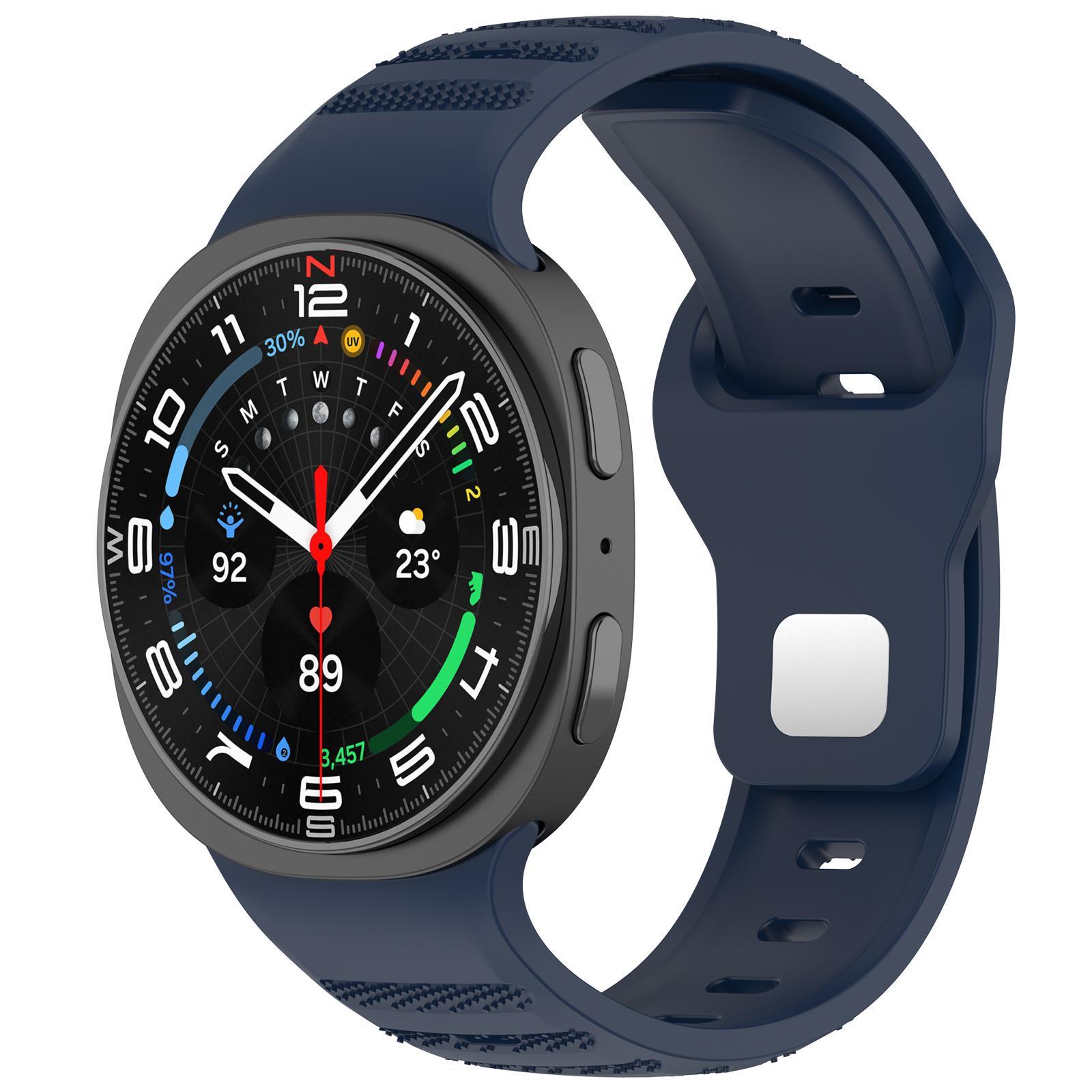 XDfind Samsung Galaxy Watch Ultra Band Silicone Sport Strap With Silver Stud Buckle midnight Blue