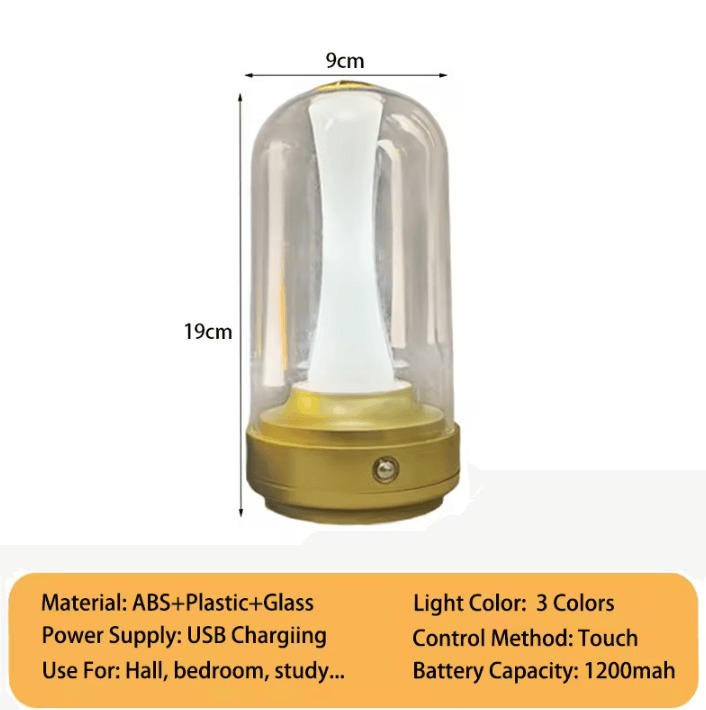Rechargeable Dimmable LED Night Light With Touch Glass Lampshade golden changeable