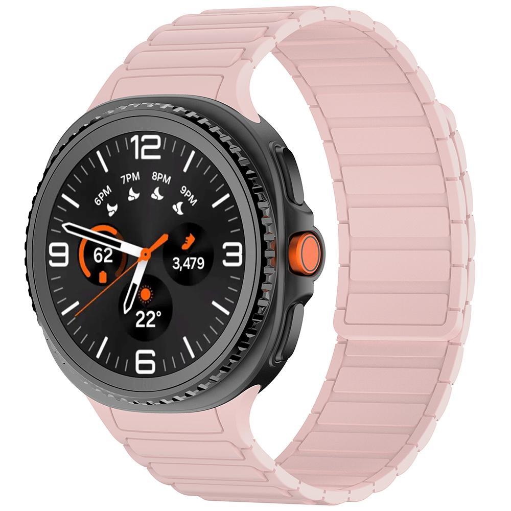 Samsung Galaxy Watch8 Classic Magnetic Silicone Watch Band Adjustable Tri Bead Sport Strap pink