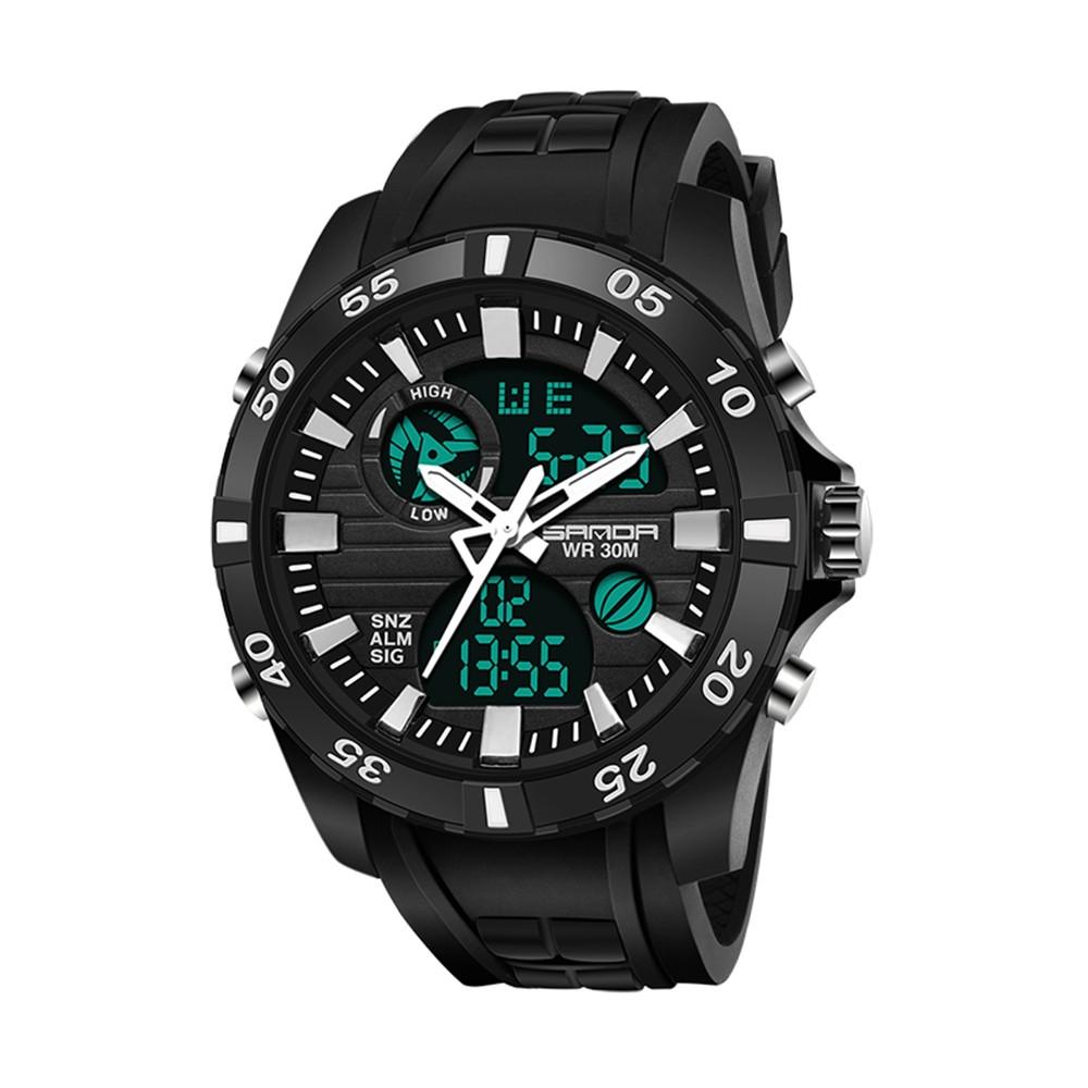 SANDA 791 Digital Sports Watch For Men Waterproof LED Multifunction Resin Wrist Watch white