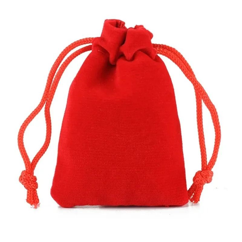 2 Piece Velvet Drawstring Jewelry Pouches red 2 In X 2.8 In