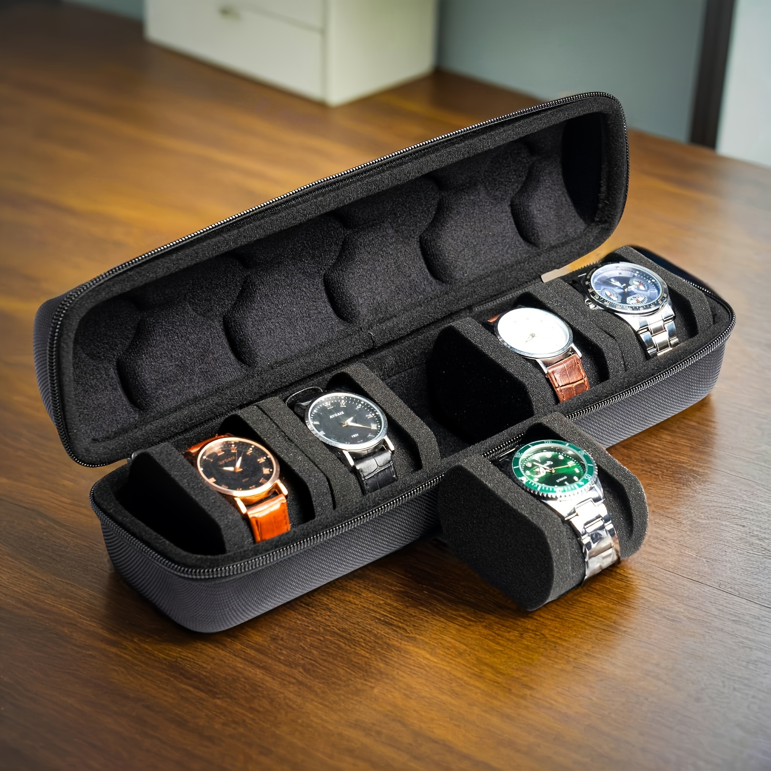 Premium Slot Watch Organizer Box With Flip Lid Scratch Resistant Storage Case Premium Slot Watch Organizer Box With Flip Lid Scratch Resistant Storage Case