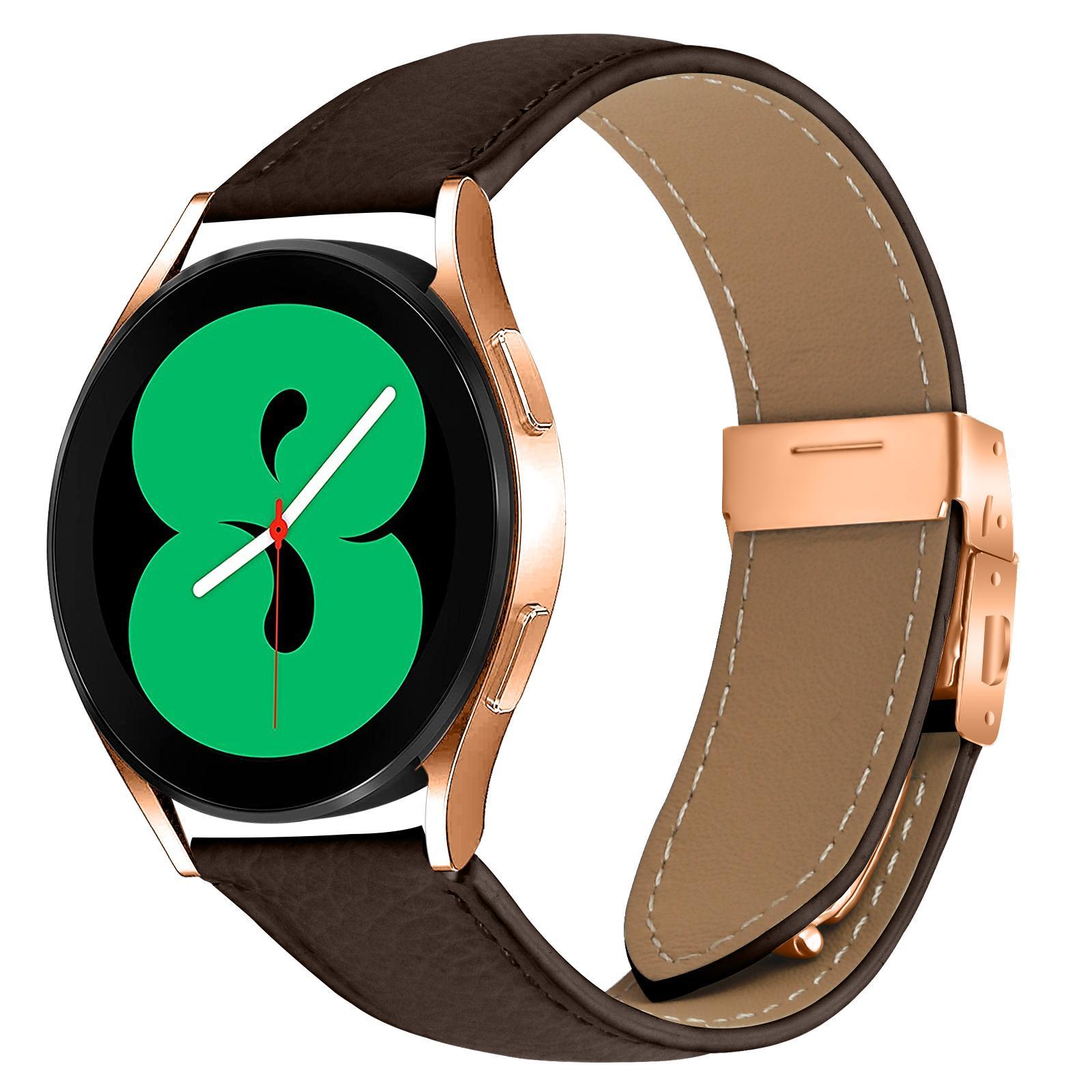 Leather Watch Band Lychee Texture Rose Gold Buckle Replacement Watch Strap coffee Color