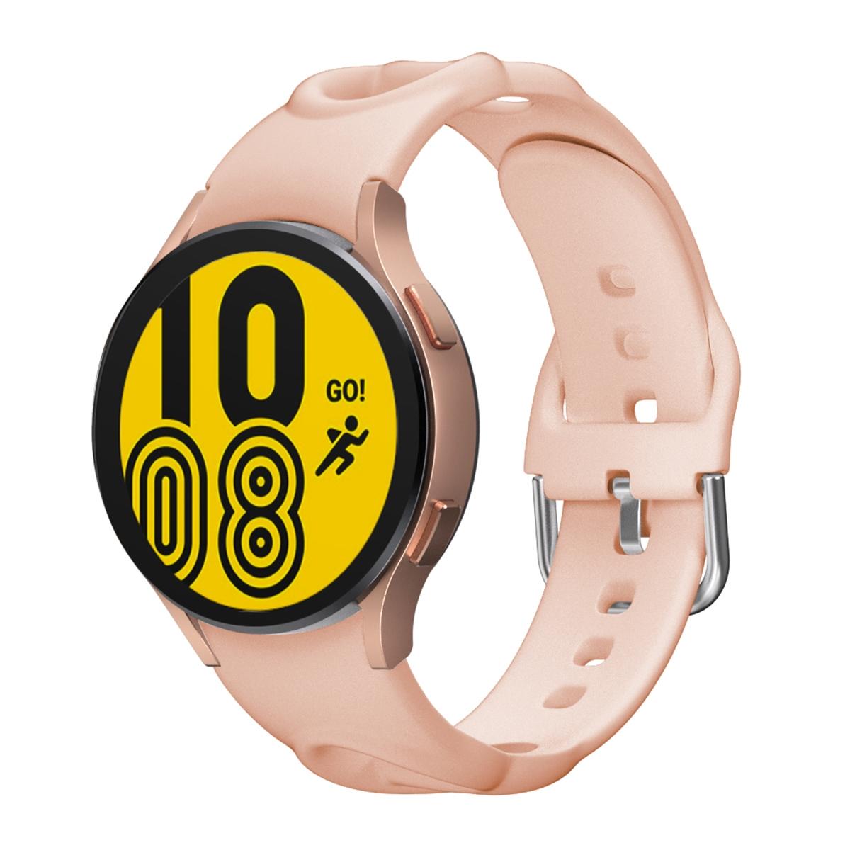 Samsung Galaxy Watch 4 Classic Silicone Watch Band Hollow Double Circle Replacement Strap pink