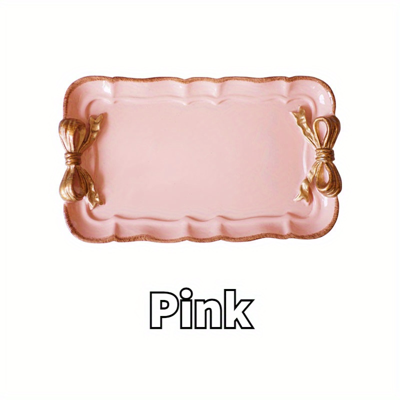 Elegant Bow Jewelry Organizer Tray For Desserts, Candy And Vanity Decor pink