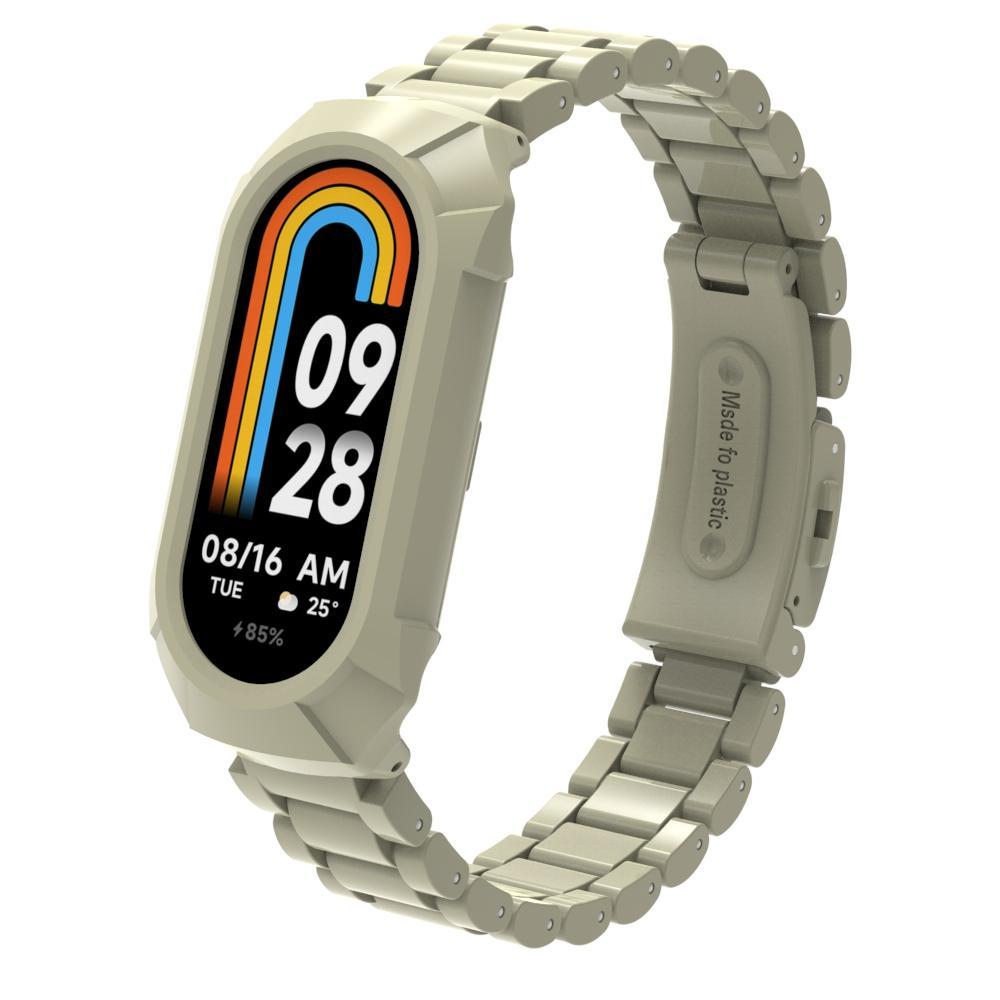 Xiaomi Smart Band 9 8 Replacement Watch Band Integrated Three Bead Watch Strap With Protective Frame apricot