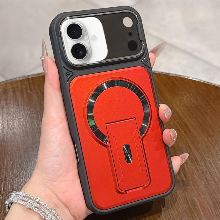 MagSafe Magnetic Shockproof IPhone 16 Plus Case With Lens Cover And Hidden Kickstand red