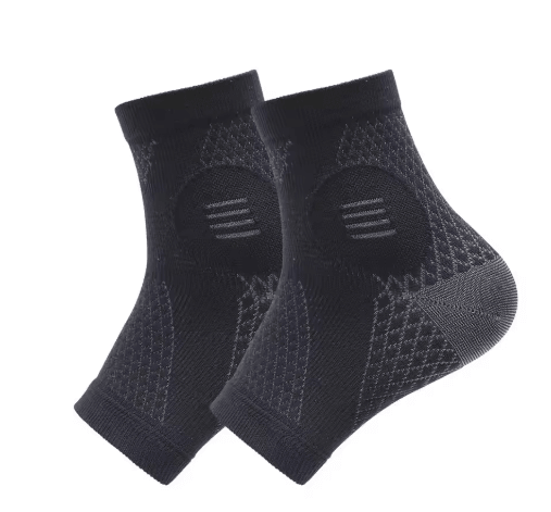 1 Pair Breathable Compression Foot Sleeves Lightweight Arch Support Socks For Men & Women black s m