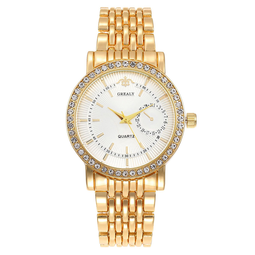 Luxury Women's Gold Watch With Diamond Bracelet Elegant Quartz Dress Watch gold